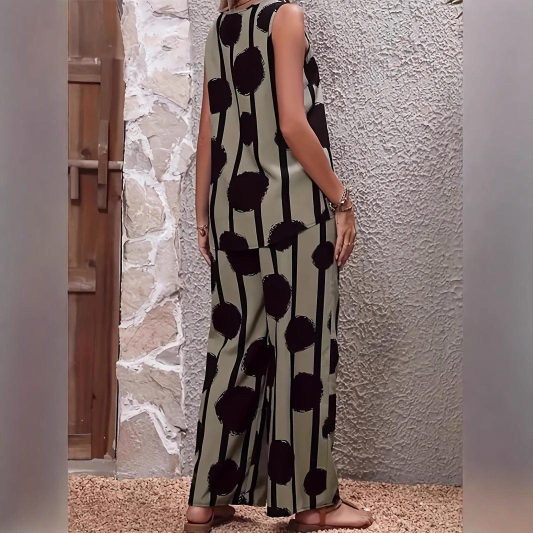 Ensomble Costume avec pantalon large imprimé