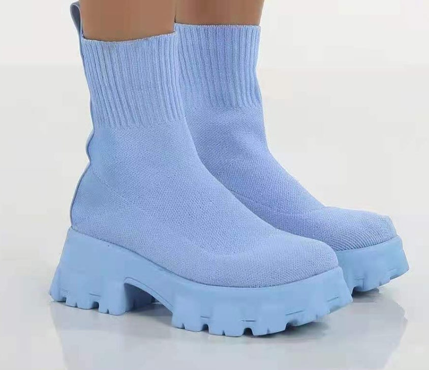 Bottes mi-talons européennes et américaines à tube moyen