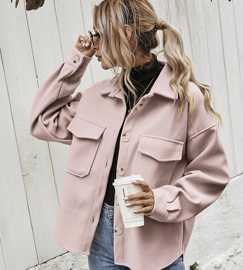 Manteau d'hiver revers simple boutonnage épaissi