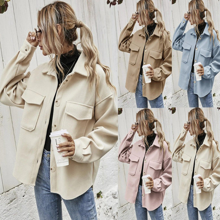 Manteau d'hiver revers simple boutonnage épaissi