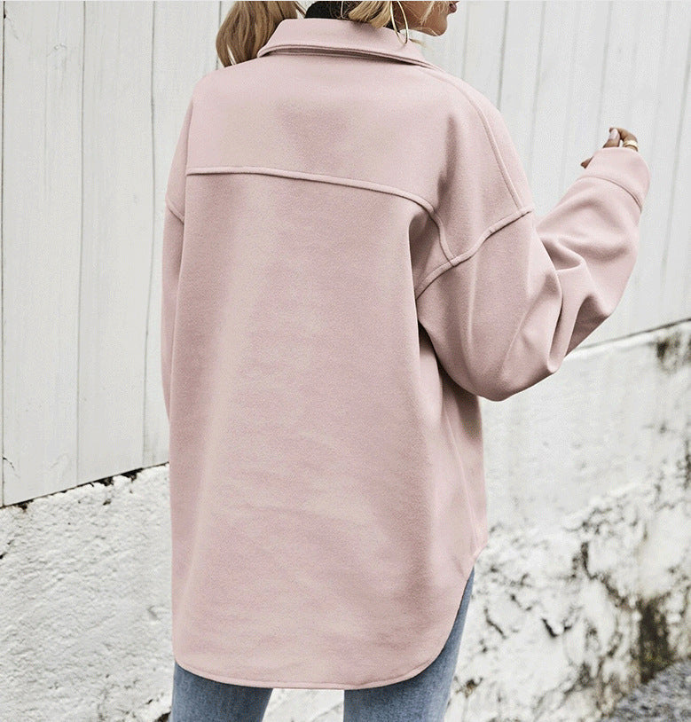 Manteau d'hiver revers simple boutonnage épaissi