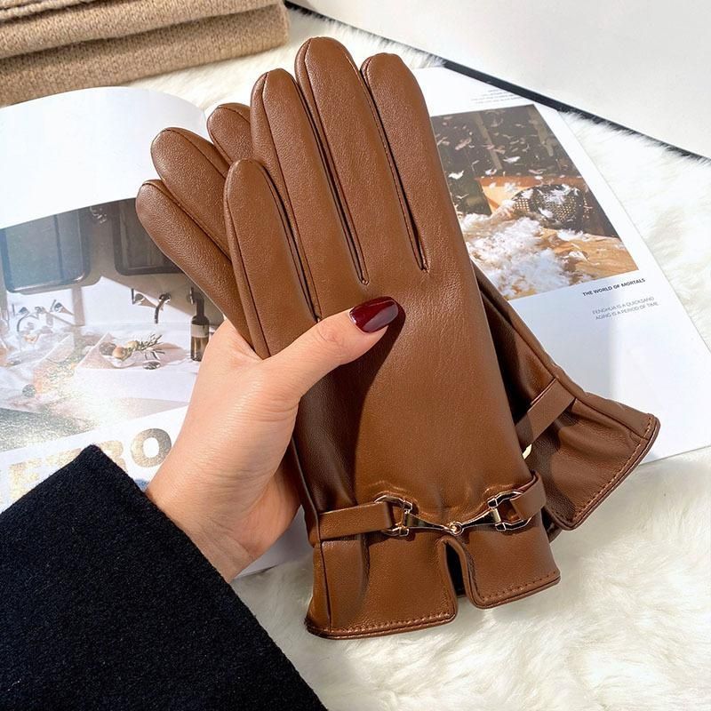 Gants d'hiver chauds pour femmes en polaire PU