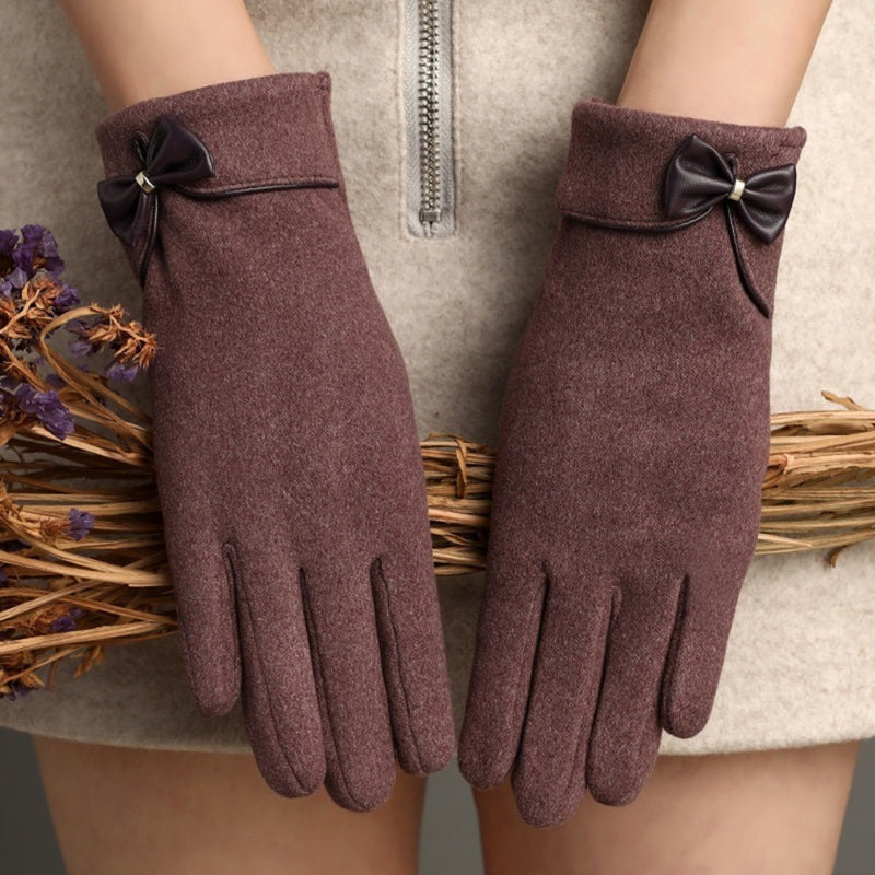 Gants chauds à écran tactile avec nœud papillon