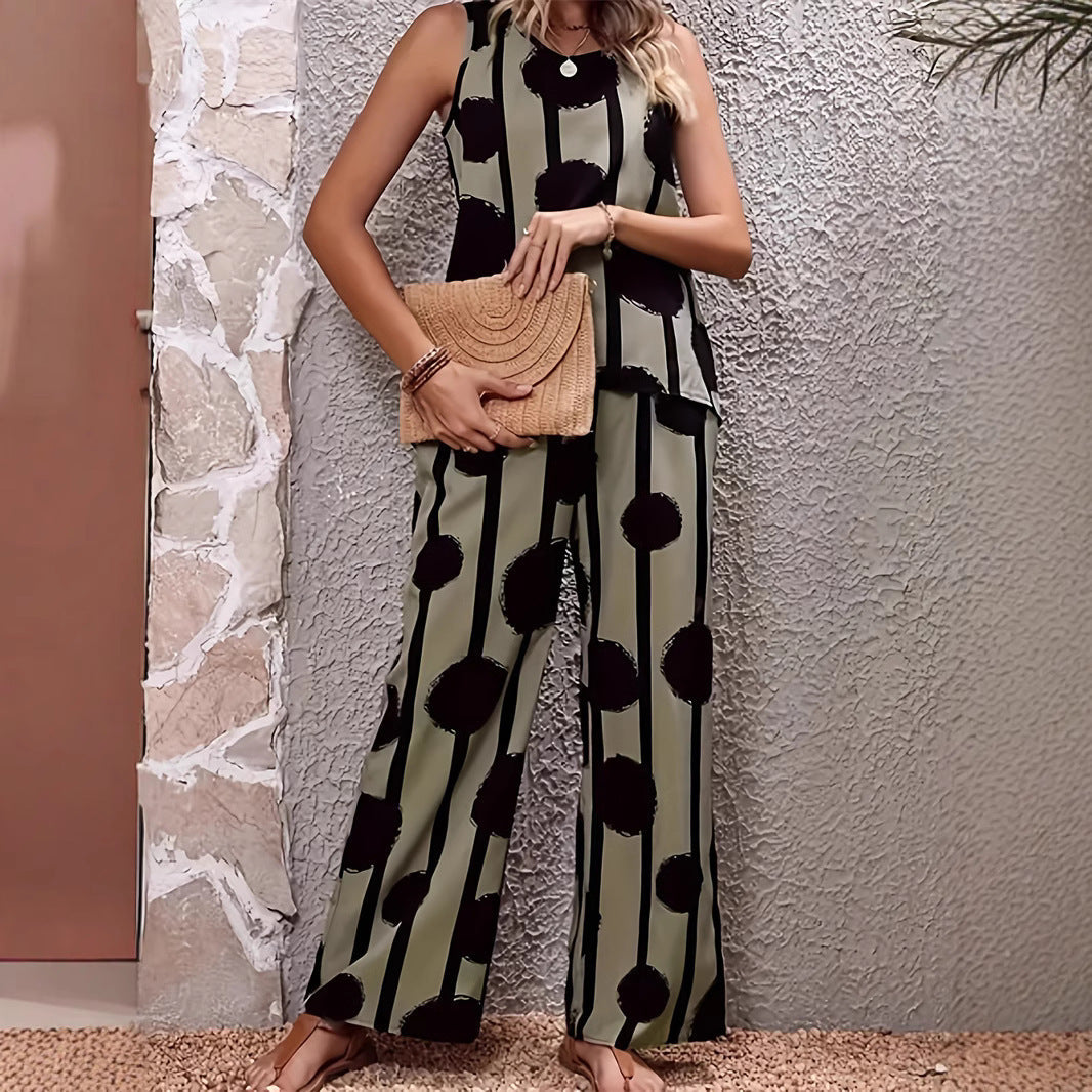Ensomble Costume avec pantalon large imprimé