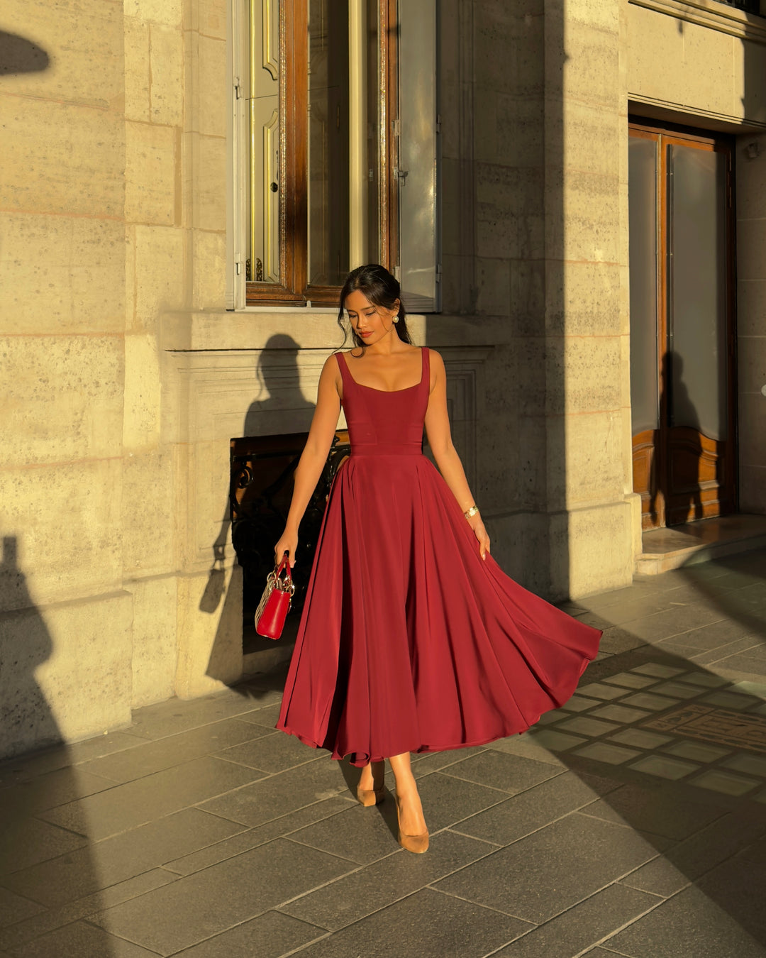 Robe à Bretelles Sans Manches à Encolure Carrée