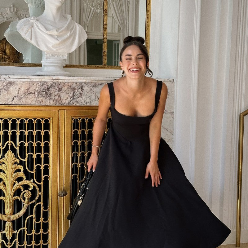 Robe à Bretelles Sans Manches à Encolure Carrée