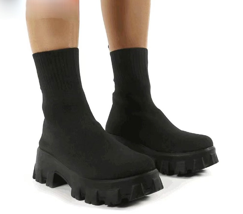 Bottes mi-talons européennes et américaines à tube moyen