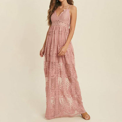 Robe en dentelle à bretelles