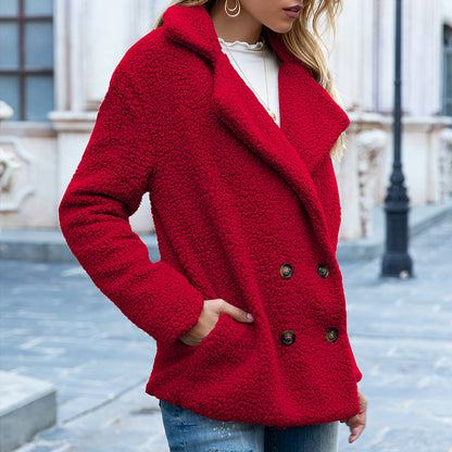 Manteau moelleux à revers ample,