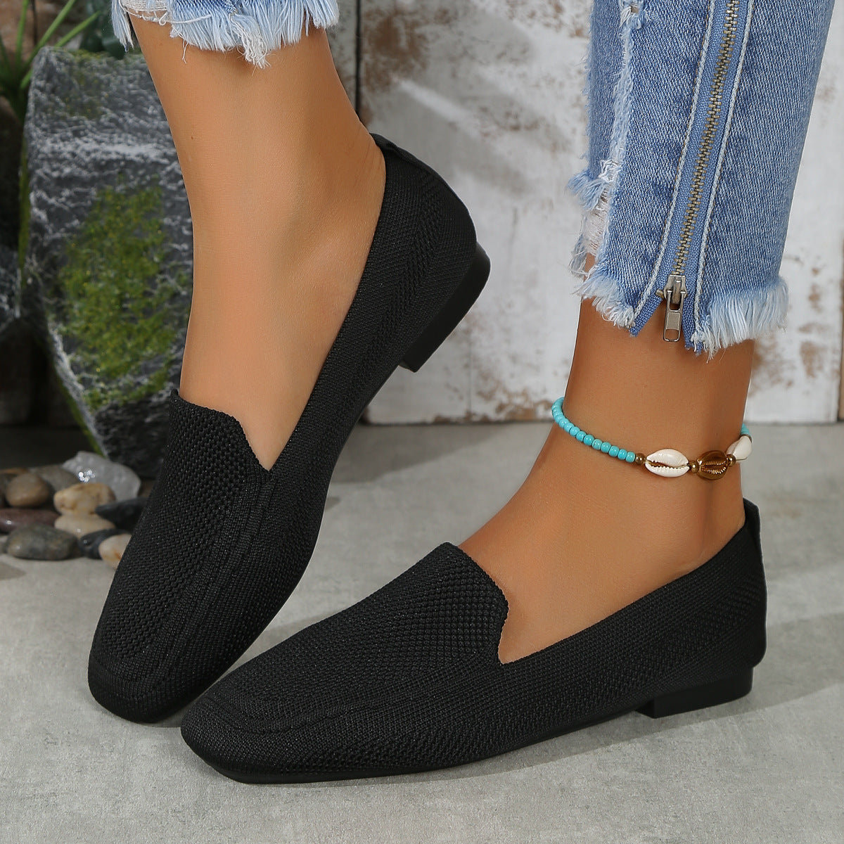 Mocassins plats tricotés