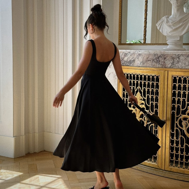 Robe à Bretelles Sans Manches à Encolure Carrée