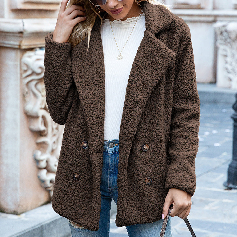 Manteau moelleux à revers ample,