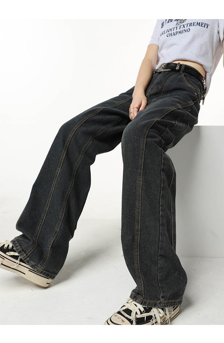 Jean bleu foncé drapé ample