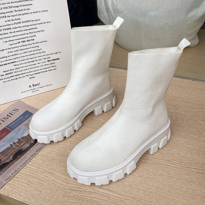 Bottes mi-talons européennes et américaines à tube moyen