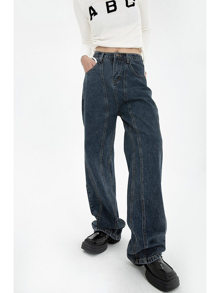 Jean bleu foncé drapé ample