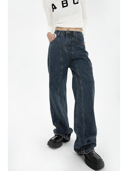 Jean bleu foncé drapé ample