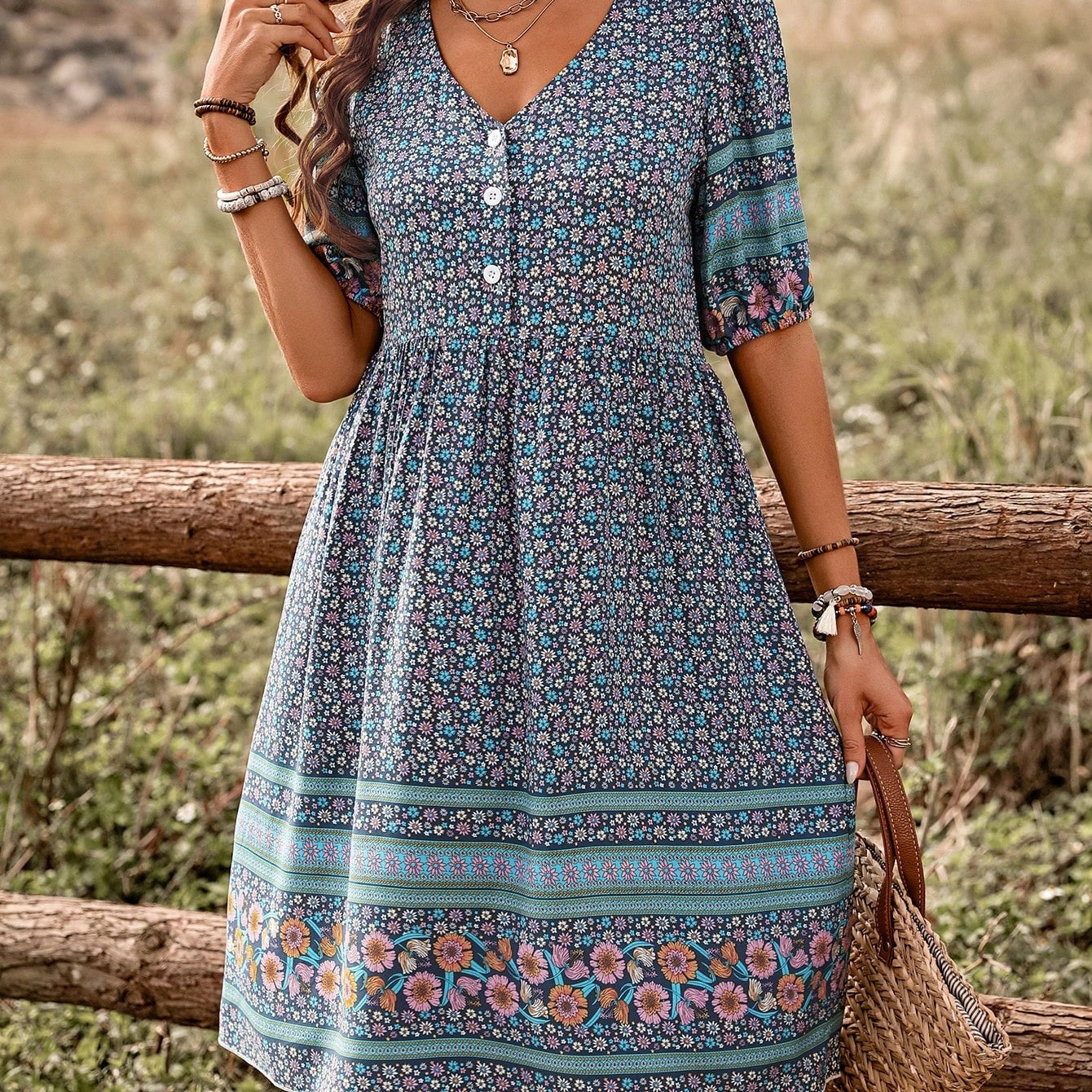 Robe décontractée boutonnée