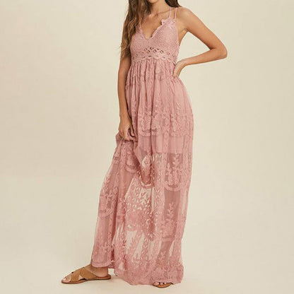 Robe en dentelle à bretelles