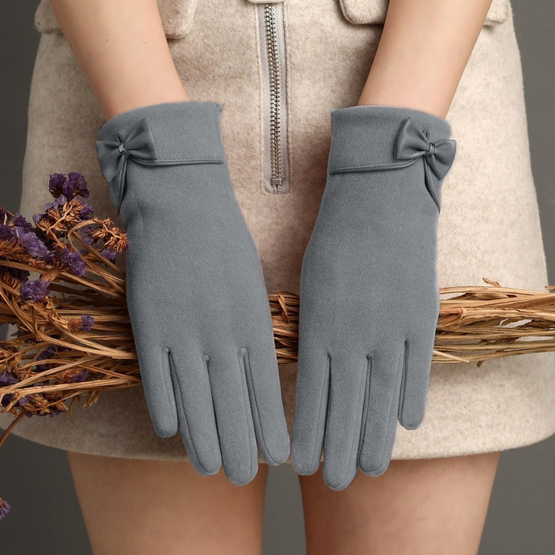 Gants chauds à écran tactile avec nœud papillon