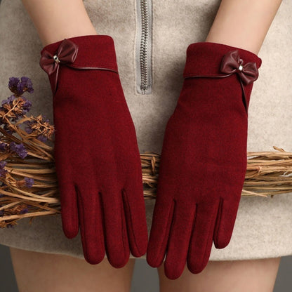 Gants chauds à écran tactile avec nœud papillon