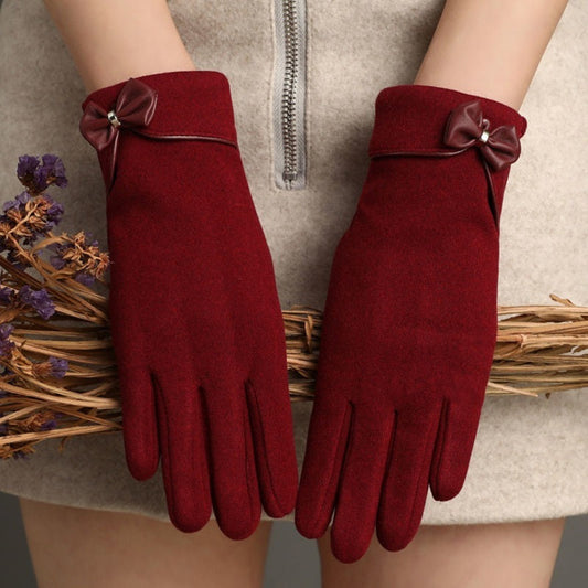 Gants chauds à écran tactile avec nœud papillon