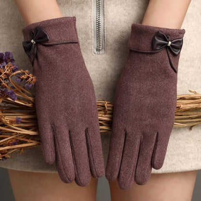 Gants chauds à écran tactile avec nœud papillon
