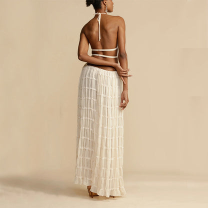 Ensemble 2 pièce robe sexy sans manches, dos nu