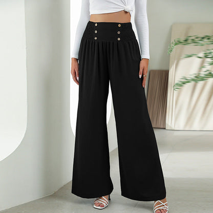 Pantalon droit à jambes larges et élastique