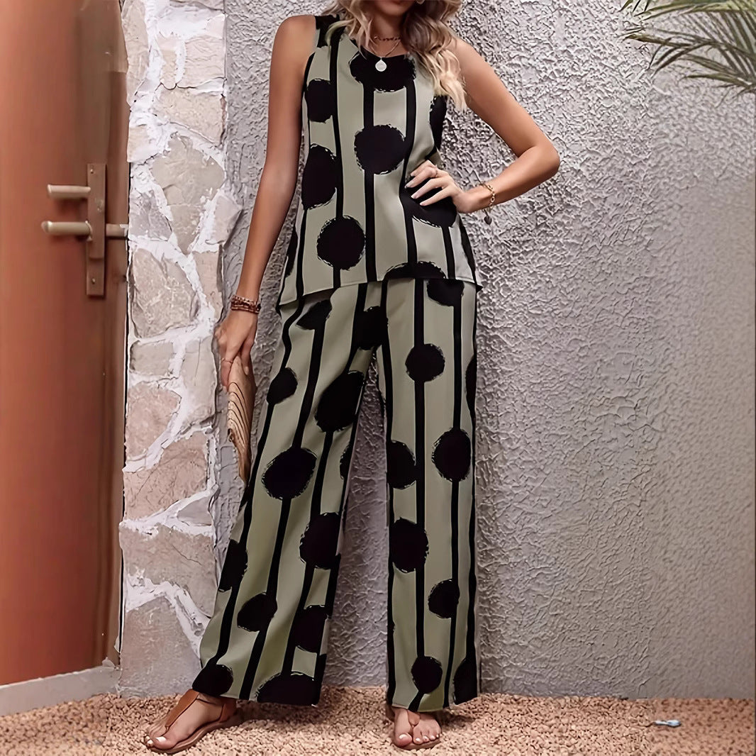 Ensomble Costume  avec pantalon large imprimé
