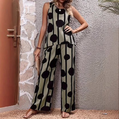 Ensomble Costume  avec pantalon large imprimé