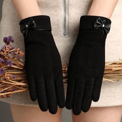 Gants chauds à écran tactile avec nœud papillon