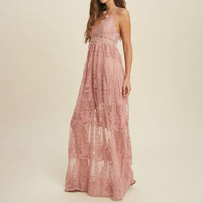 Robe en dentelle à bretelles