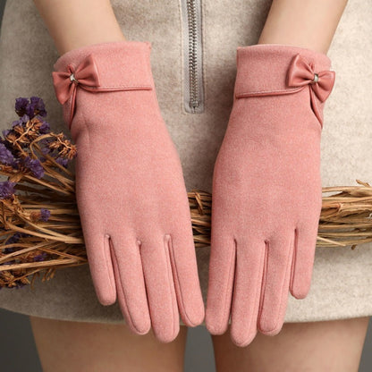 Gants chauds à écran tactile avec nœud papillon