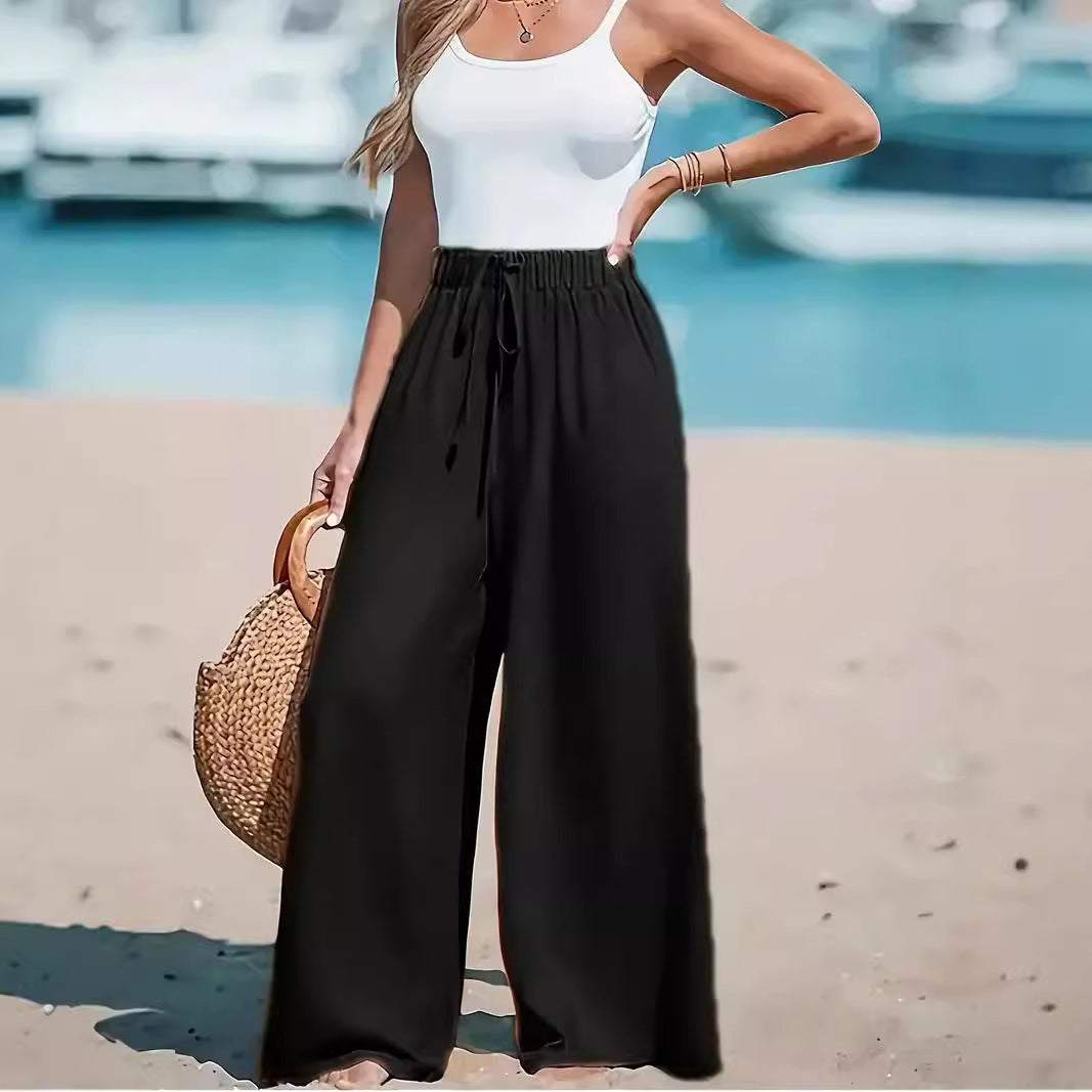Pantalon ample décontracté à jambes larges