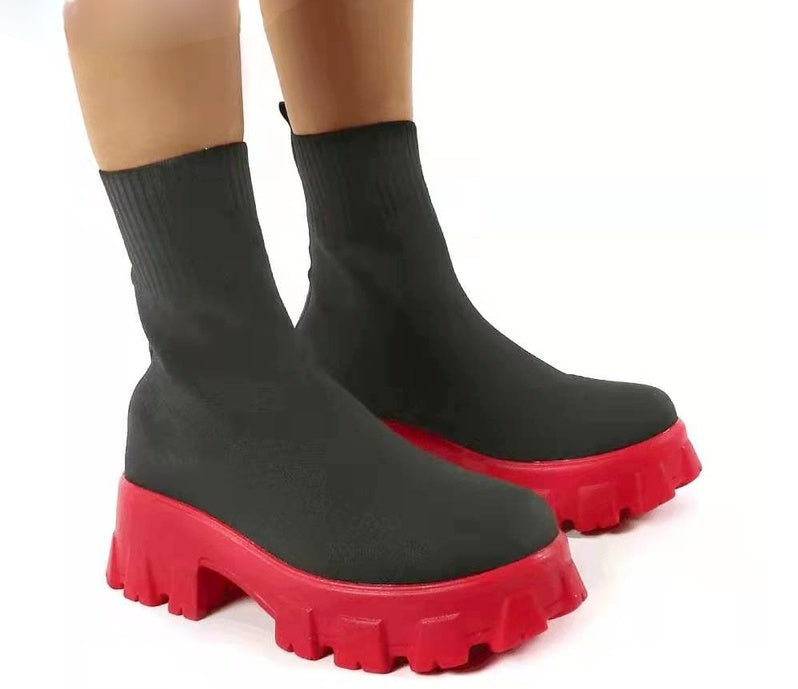 Bottes mi-talons européennes et américaines à tube moyen