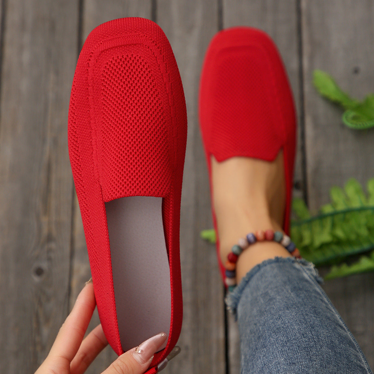 Mocassins plats tricotés