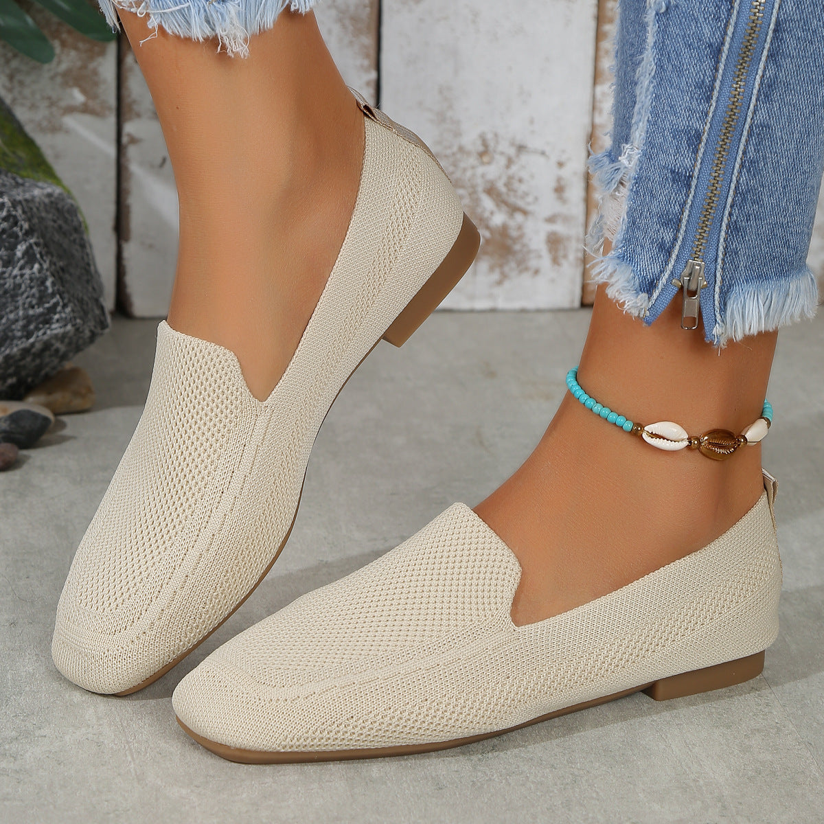 Mocassins plats tricotés