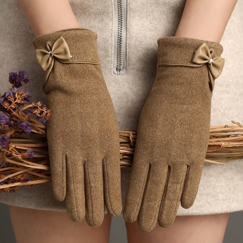Gants chauds à écran tactile avec nœud papillon