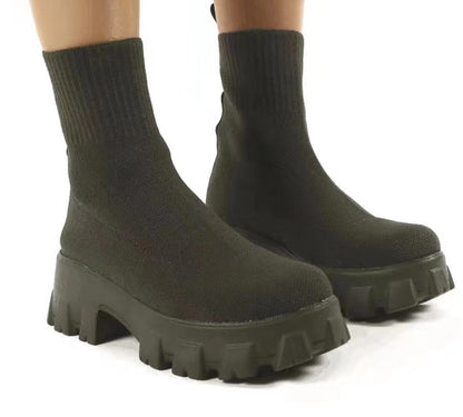 Bottes mi-talons européennes et américaines à tube moyen