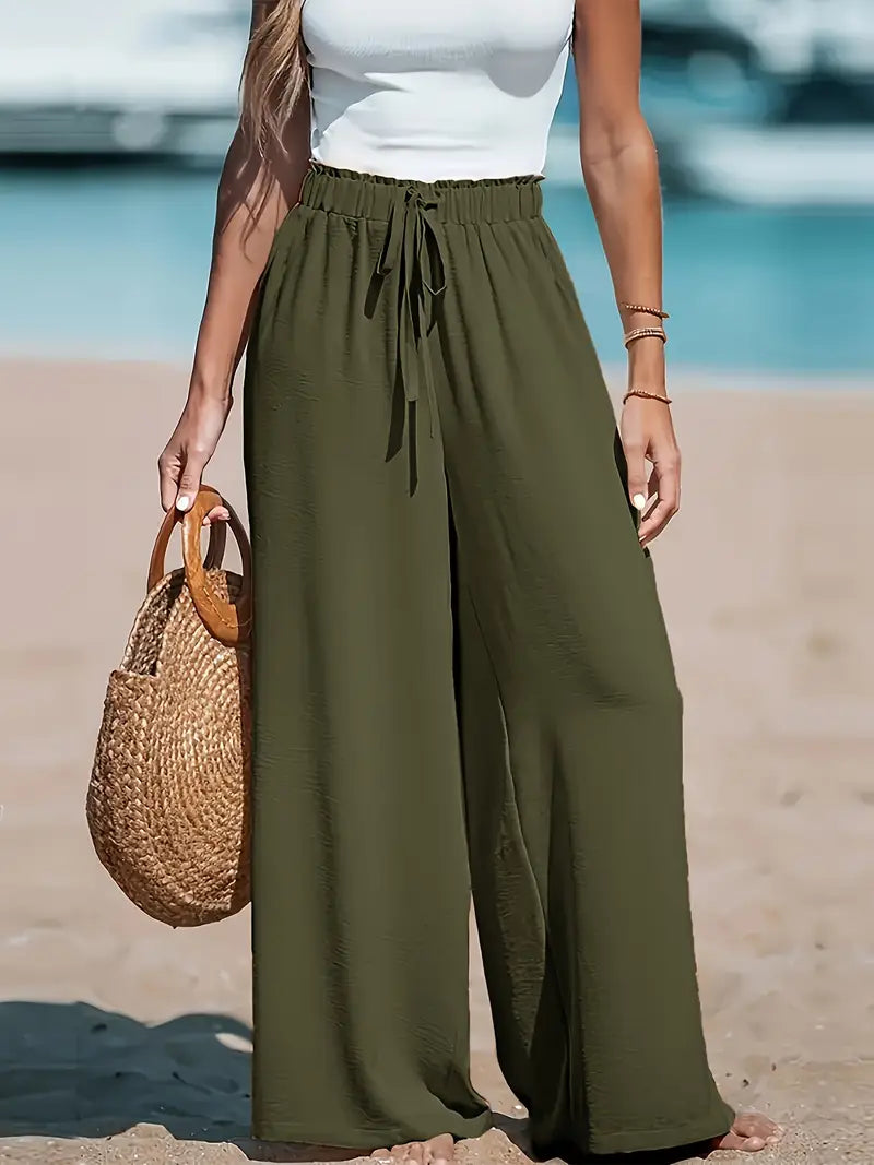 Pantalon ample décontracté à jambes larges