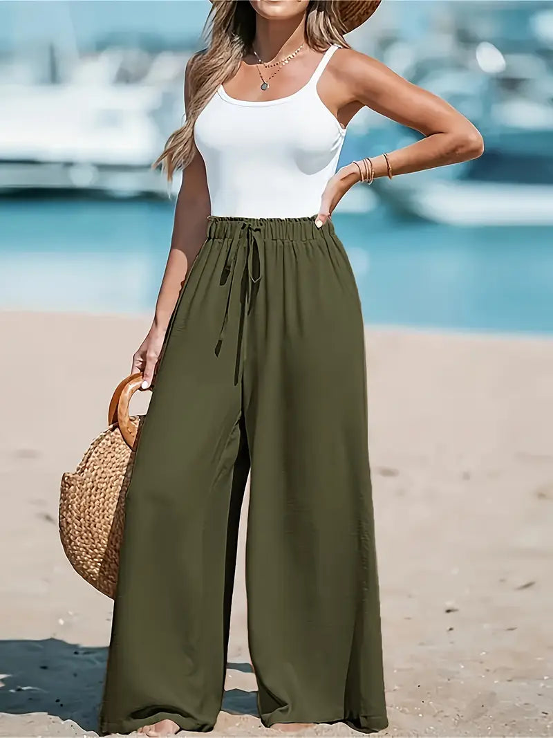 Pantalon ample décontracté à jambes larges