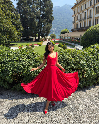 Robe à Bretelles Sans Manches à Encolure Carrée