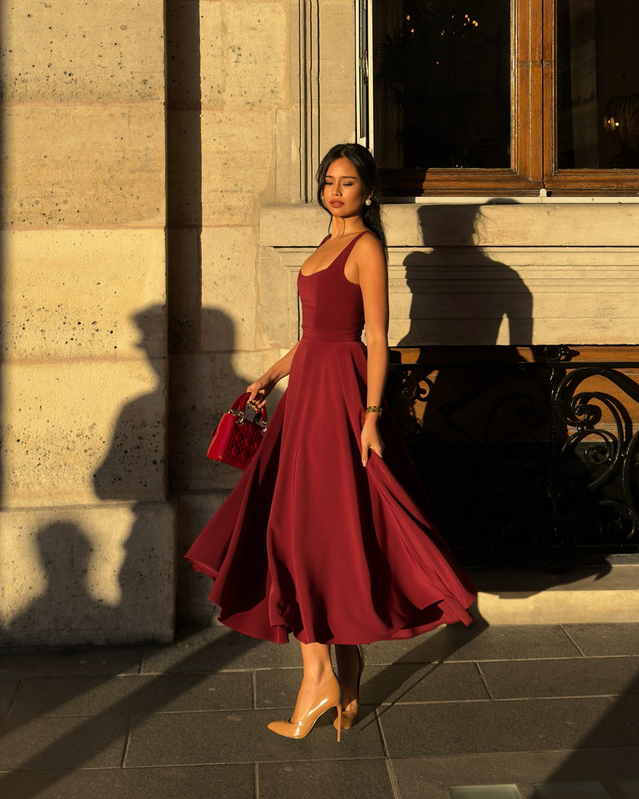Robe à Bretelles Sans Manches à Encolure Carrée