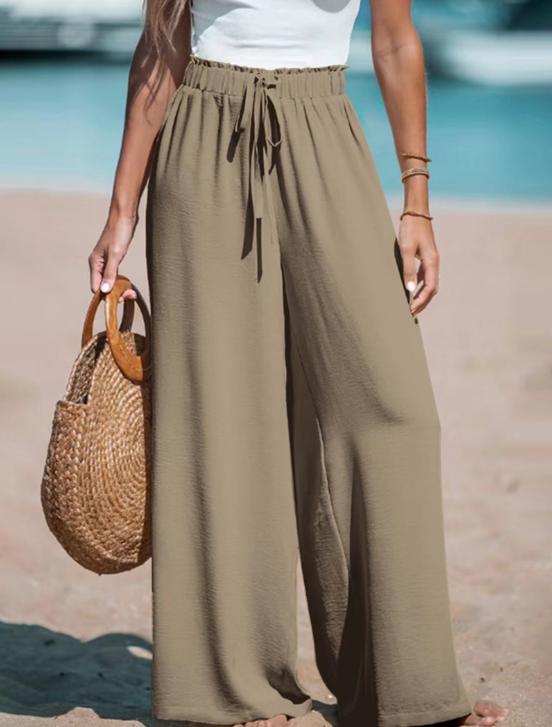 Pantalon ample décontracté à jambes larges
